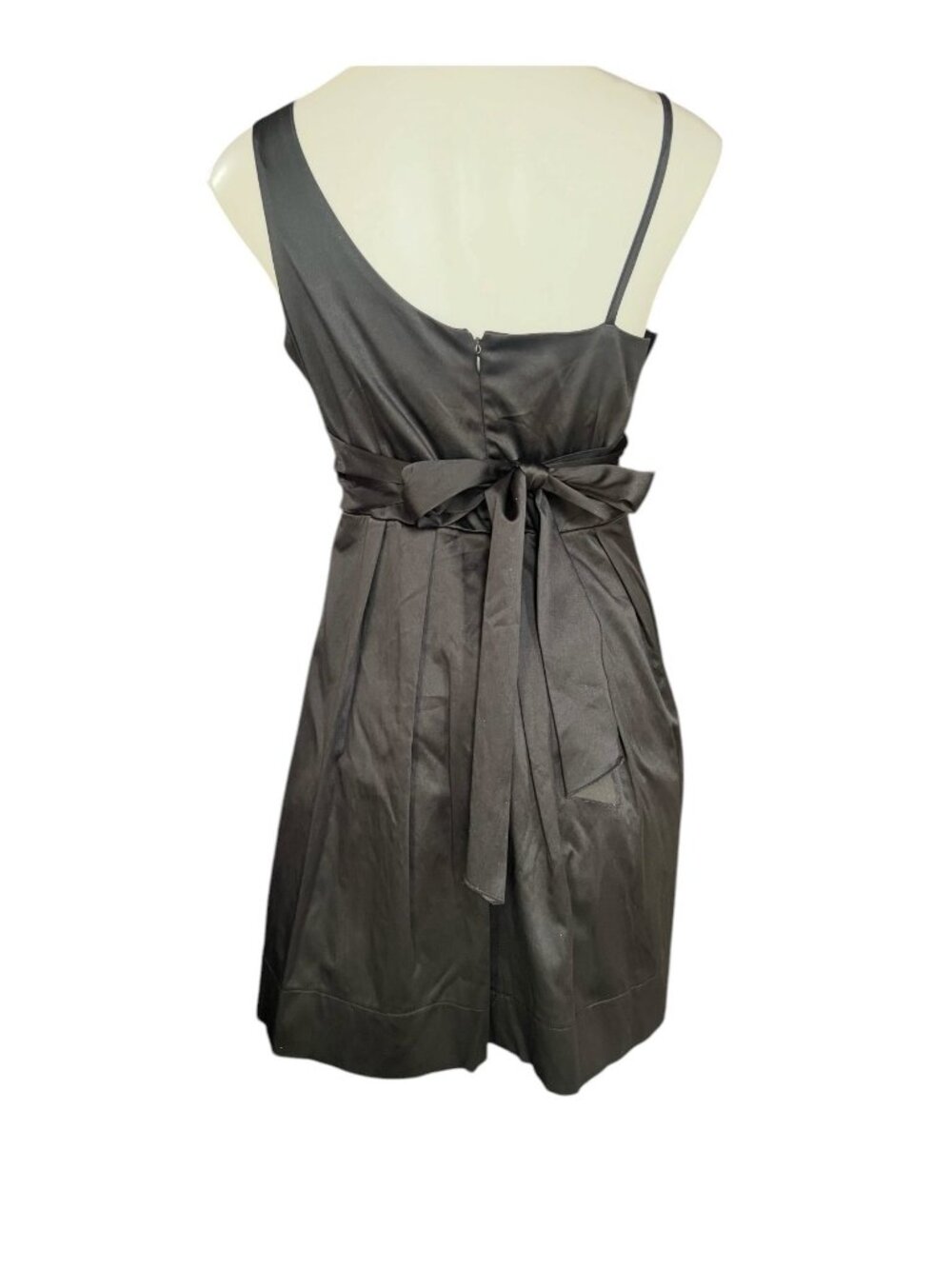 Charlotte Russe Dress Black Asymmetrical Size 7/8 Neckline Ruffles & Rosettes - Picture 3 of 8